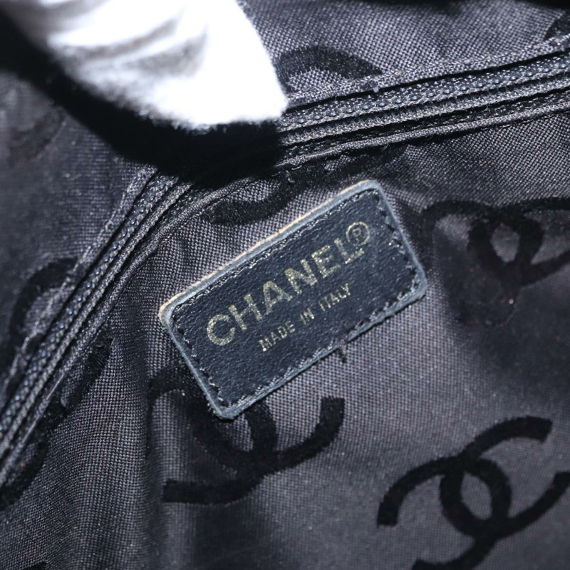 【日本直送】香奈兒 (CHANEL) 野性縫線手提包,黑色皮革,金色雙C標誌,正品 BA9589-18