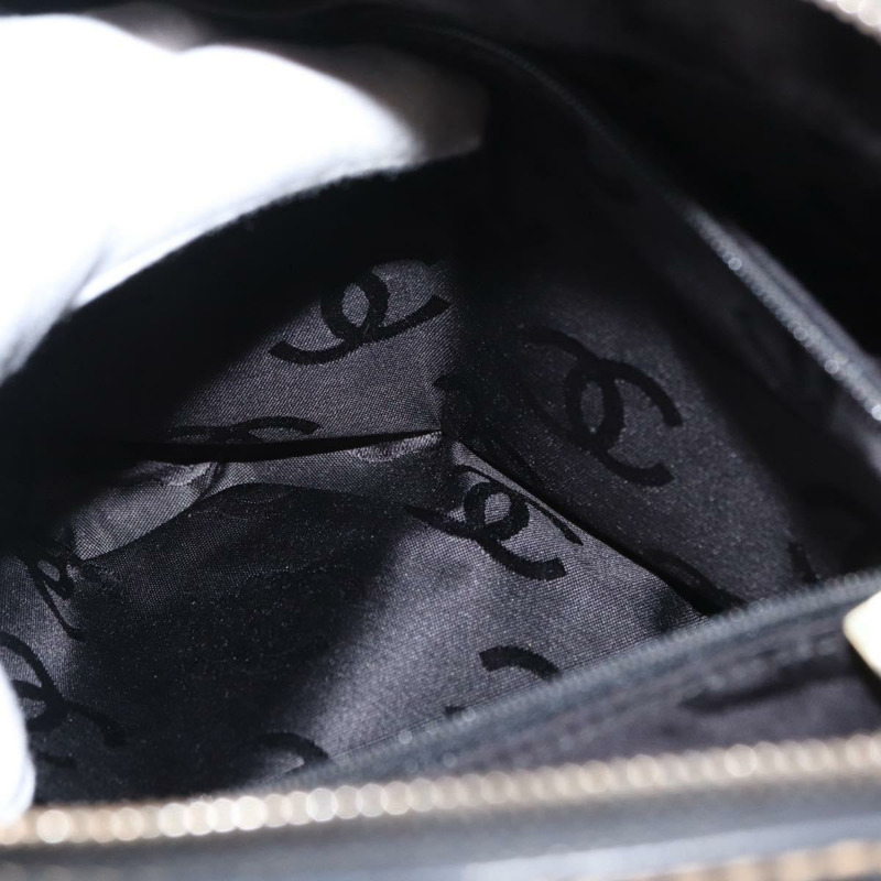 【日本直送】香奈兒 (CHANEL) 野性縫線手提包,黑色皮革,金色雙C標誌,正品 BA9589-27