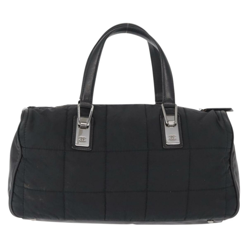 【日本直送】香奈兒 Choco Bar 手提包 尼龍 黑色 銀色 CC 標誌 正品 BA9577-1