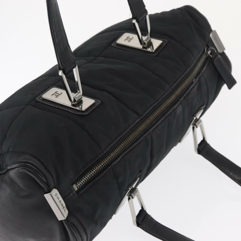 【日本直送】香奈兒 Choco Bar 手提包 尼龍 黑色 銀色 CC 標誌 正品 BA9577-5