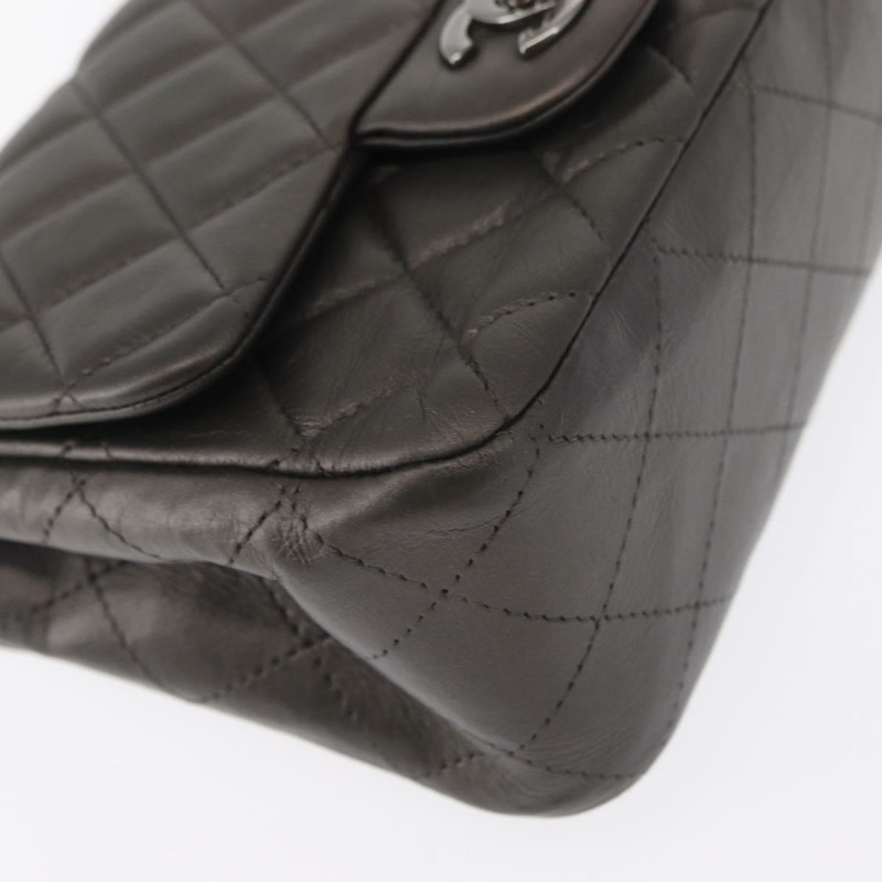 【日本直送】香奈兒 (CHANEL) 鏈條迷你絎縫 16 肩背包 羊皮 灰色 銀色 CC Auth163230V-7