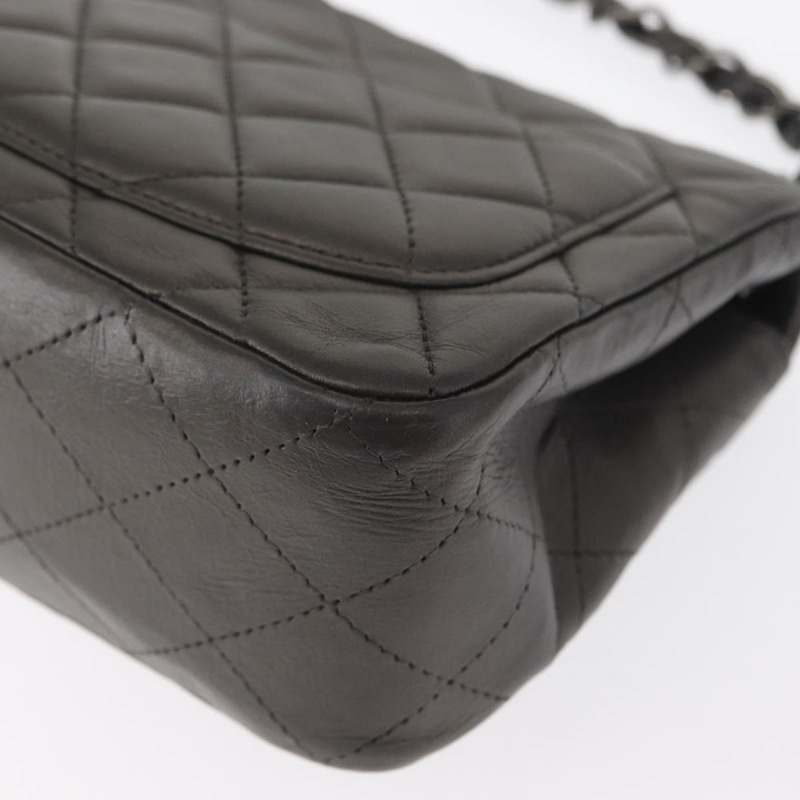 【日本直送】香奈兒 (CHANEL) 鏈條迷你絎縫 16 肩背包 羊皮 灰色 銀色 CC Auth163230V-16