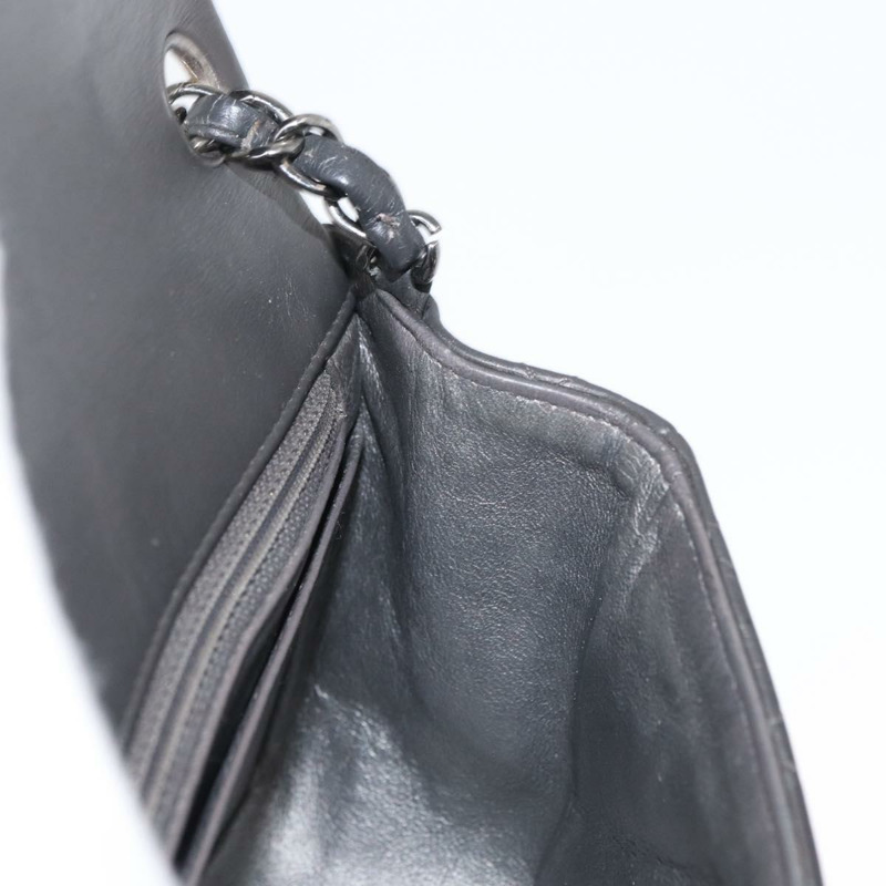 【日本直送】香奈兒 (CHANEL) 鏈條迷你絎縫 16 肩背包 羊皮 灰色 銀色 CC Auth163230V-22
