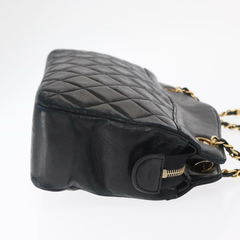 【日本直送】香奈兒 (CHANEL) 絎縫鏈條肩背包,羊皮材質,黑色,金色雙C標誌,正品編號 159917-2