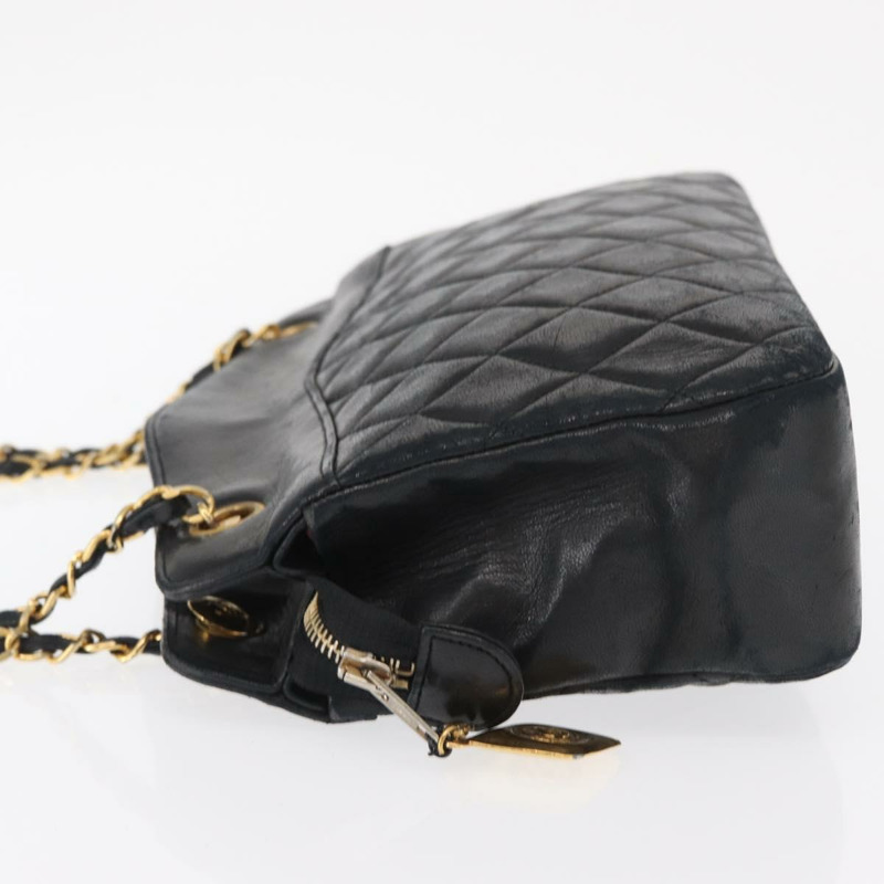 【日本直送】香奈兒 (CHANEL) 絎縫鏈條肩背包,羊皮材質,黑色,金色雙C標誌,正品編號 159917-3