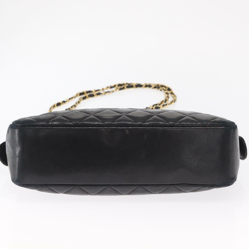【日本直送】香奈兒 (CHANEL) 絎縫鏈條肩背包,羊皮材質,黑色,金色雙C標誌,正品編號 159917-4