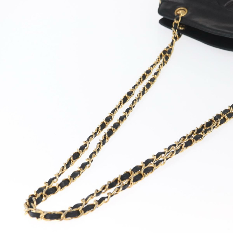 【日本直送】香奈兒 (CHANEL) 絎縫鏈條肩背包,羊皮材質,黑色,金色雙C標誌,正品編號 159917-6