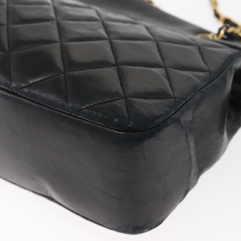 【日本直送】香奈兒 (CHANEL) 絎縫鏈條肩背包,羊皮材質,黑色,金色雙C標誌,正品編號 159917-14