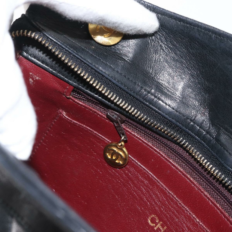 【日本直送】香奈兒 (CHANEL) 絎縫鏈條肩背包,羊皮材質,黑色,金色雙C標誌,正品編號 159917-20