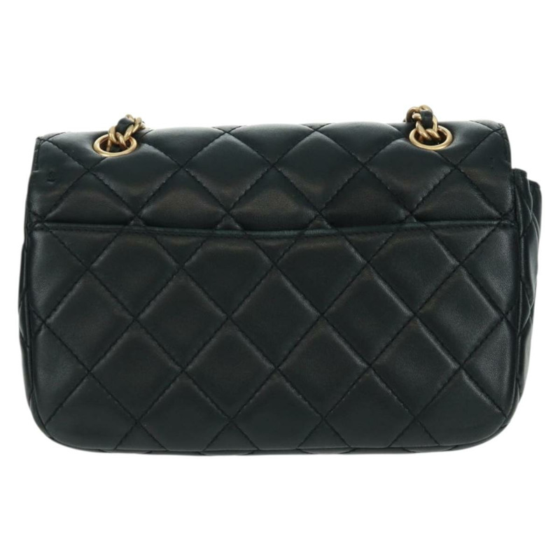 【日本直送】香奈兒 (CHANEL) 絎縫鏈條肩背包,羊皮材質,黑色,金色雙C標誌,正品編號 159919SAM-1