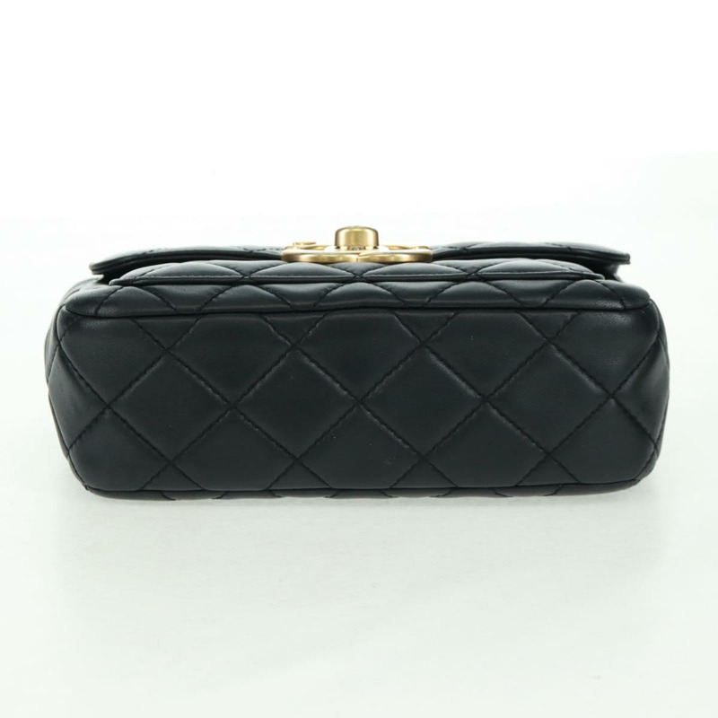 【日本直送】香奈兒 (CHANEL) 絎縫鏈條肩背包,羊皮材質,黑色,金色雙C標誌,正品編號 159919SAM-4