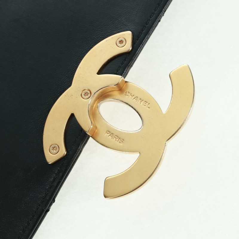 【日本直送】香奈兒 (CHANEL) 絎縫鏈條肩背包,羊皮材質,黑色,金色雙C標誌,正品編號 159919SAM-8