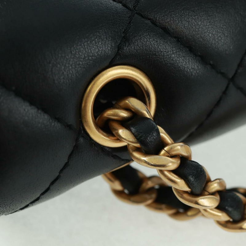 【日本直送】香奈兒 (CHANEL) 絎縫鏈條肩背包,羊皮材質,黑色,金色雙C標誌,正品編號 159919SAM-17