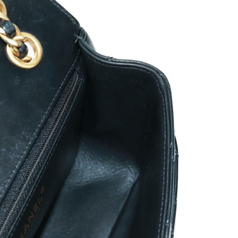 【日本直送】香奈兒 (CHANEL) 絎縫鏈條肩背包,羊皮材質,黑色,金色雙C標誌,正品編號 159919SAM-23