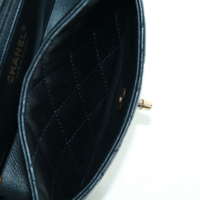 【日本直送】香奈兒 (CHANEL) 絎縫鏈條肩背包,羊皮材質,黑色,金色雙C標誌,正品編號 159919SAM-27