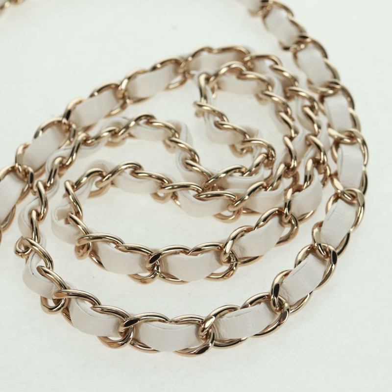 【日本直送】香奈兒 (CHANEL) 絎縫鏈條肩背包,皮革拉菲草粉色銀色雙C標誌,正品編號 159915SAM-7