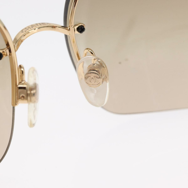 【日本直送】香奈兒 CC 鑲鑽無框太陽眼鏡 金屬棕色 CC 正品 am10473V-9