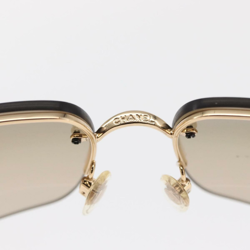 【日本直送】香奈兒 CC 鑲鑽無框太陽眼鏡 金屬棕色 CC 正品 am10473V-10