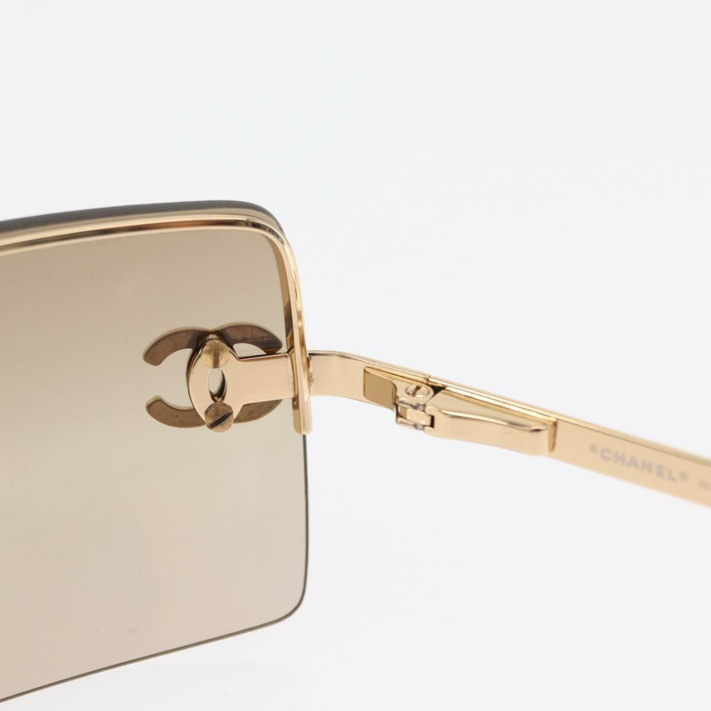 【日本直送】香奈兒 CC 鑲鑽無框太陽眼鏡 金屬棕色 CC 正品 am10473V-13