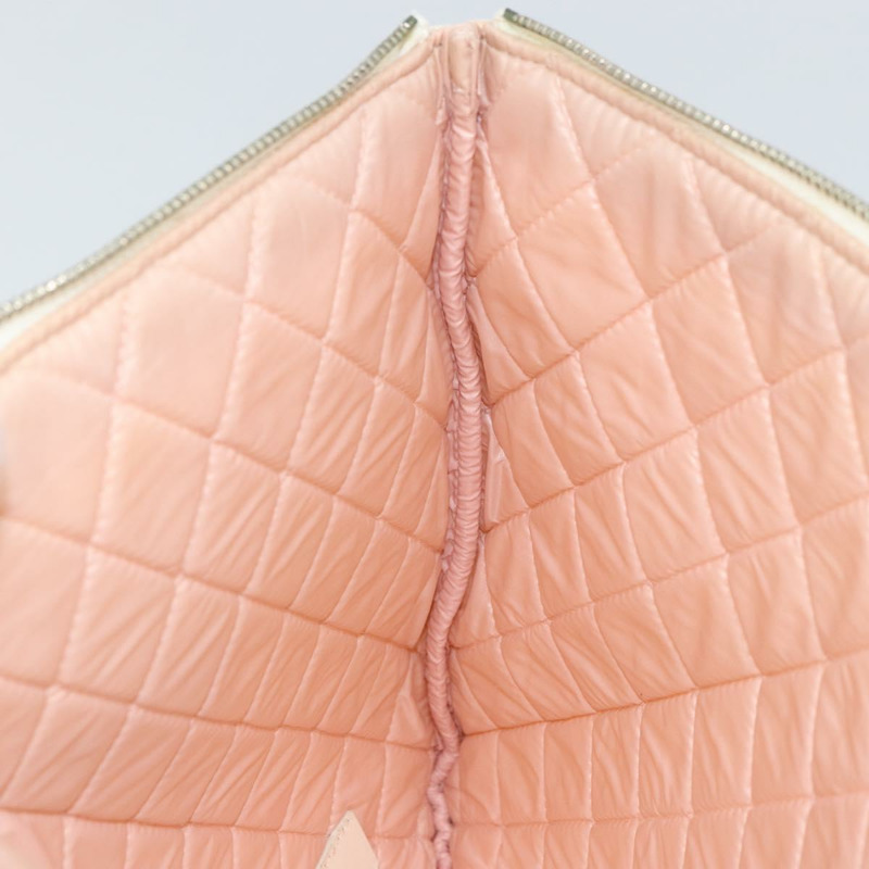 【日本直送】香奈兒 Matelasse 帆布手拿包 白色 銀色 CC 標誌 Auth 163779-10