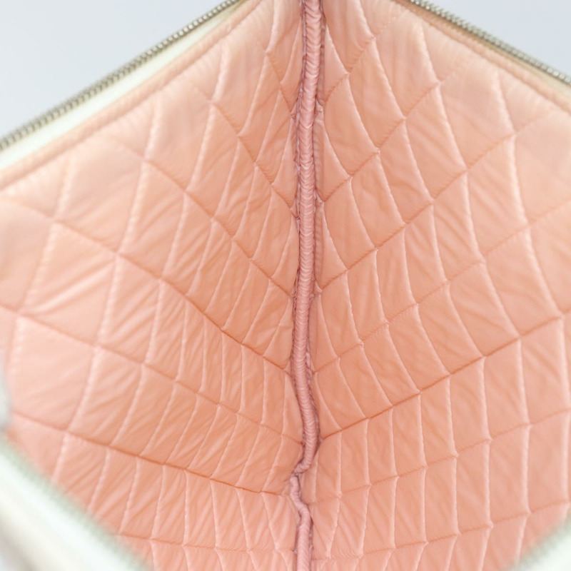 【日本直送】香奈兒 Matelasse 帆布手拿包 白色 銀色 CC 標誌 Auth 163779-16