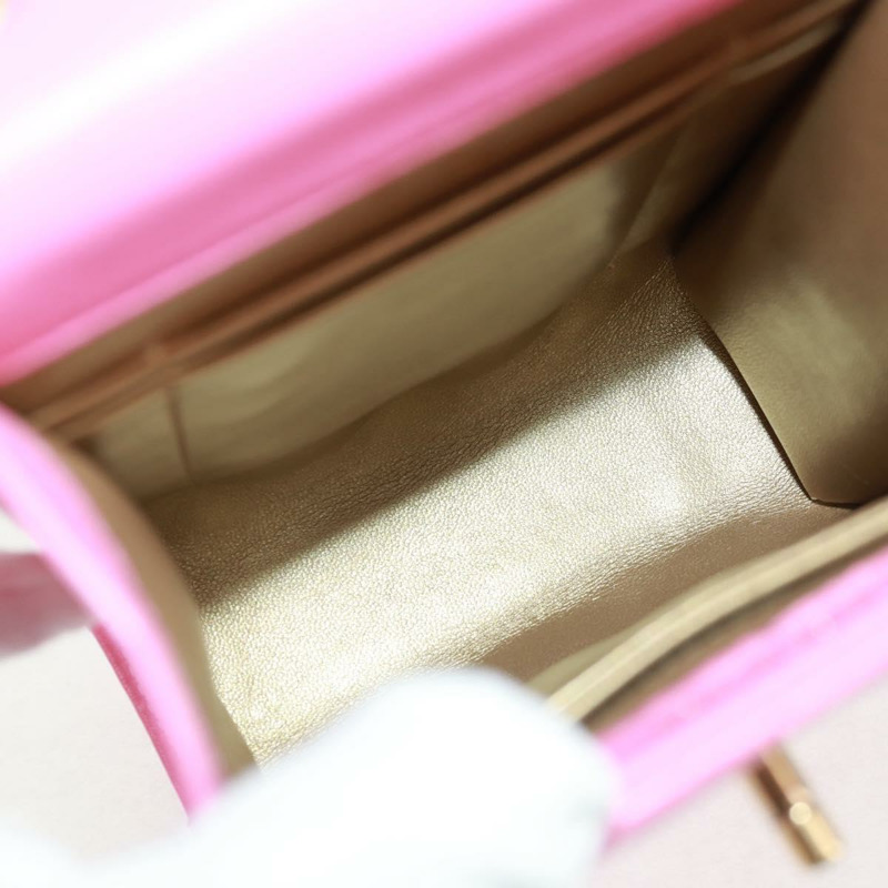 【日本直送】香奈兒 (CHANEL) 絎縫鏈條單肩包,羊皮材質,粉紅色金色雙C標誌,正品編號 163791SAM-9