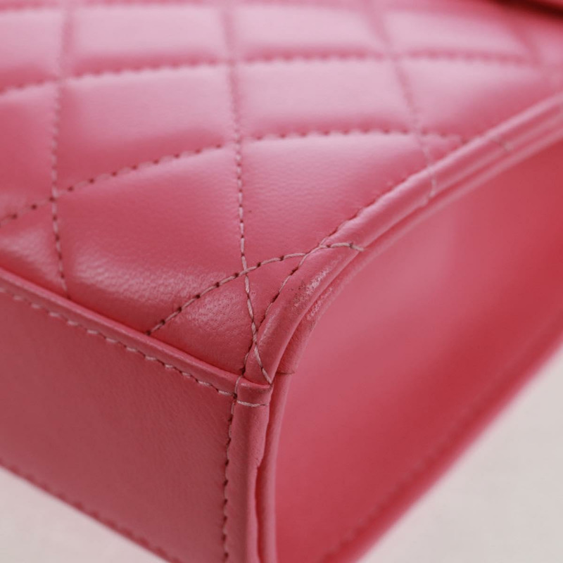 【日本直送】香奈兒 (CHANEL) 絎縫鏈條單肩包,羊皮材質,粉紅色金色雙C標誌,正品編號 163791SAM-15