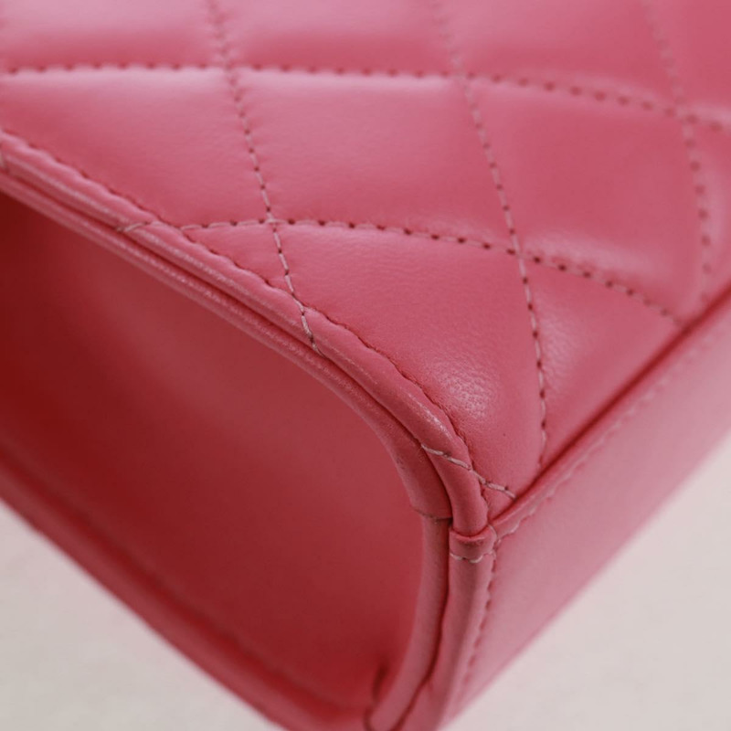 【日本直送】香奈兒 (CHANEL) 絎縫鏈條單肩包,羊皮材質,粉紅色金色雙C標誌,正品編號 163791SAM-16