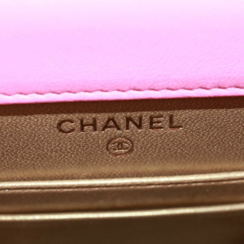 【日本直送】香奈兒 (CHANEL) 絎縫鏈條單肩包,羊皮材質,粉紅色金色雙C標誌,正品編號 163791SAM-21