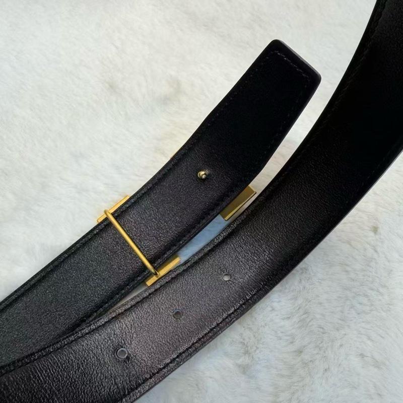 Hermes牛皮棕色金扣皮帶-1