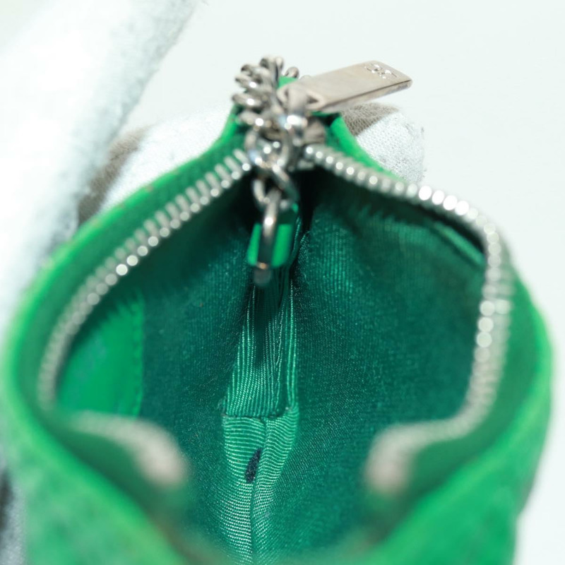 【日本直送】香奈兒零錢包 皮革 綠色 銀色 CC 標誌 Auth 163866V-20