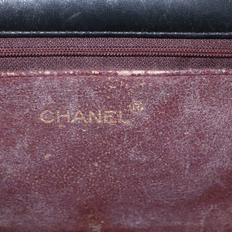 【日本直送】香奈兒 Matelasse 鏈條肩背包 羊皮 金色 黑色 CC 標誌 Auth 162543-16