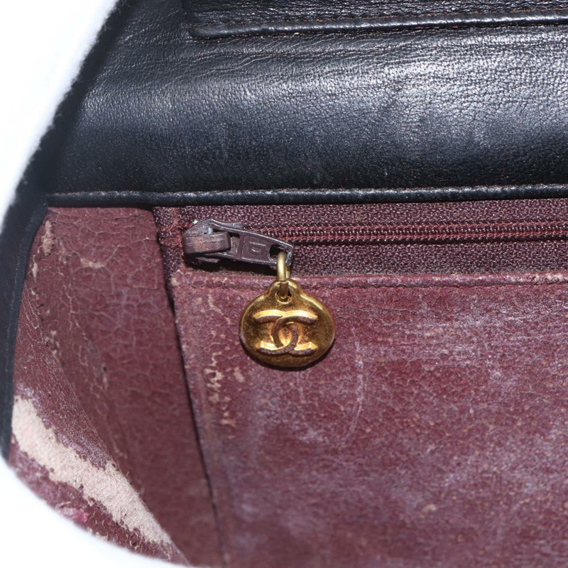 【日本直送】香奈兒 Matelasse 鏈條肩背包 羊皮 金色 黑色 CC 標誌 Auth 162543-17