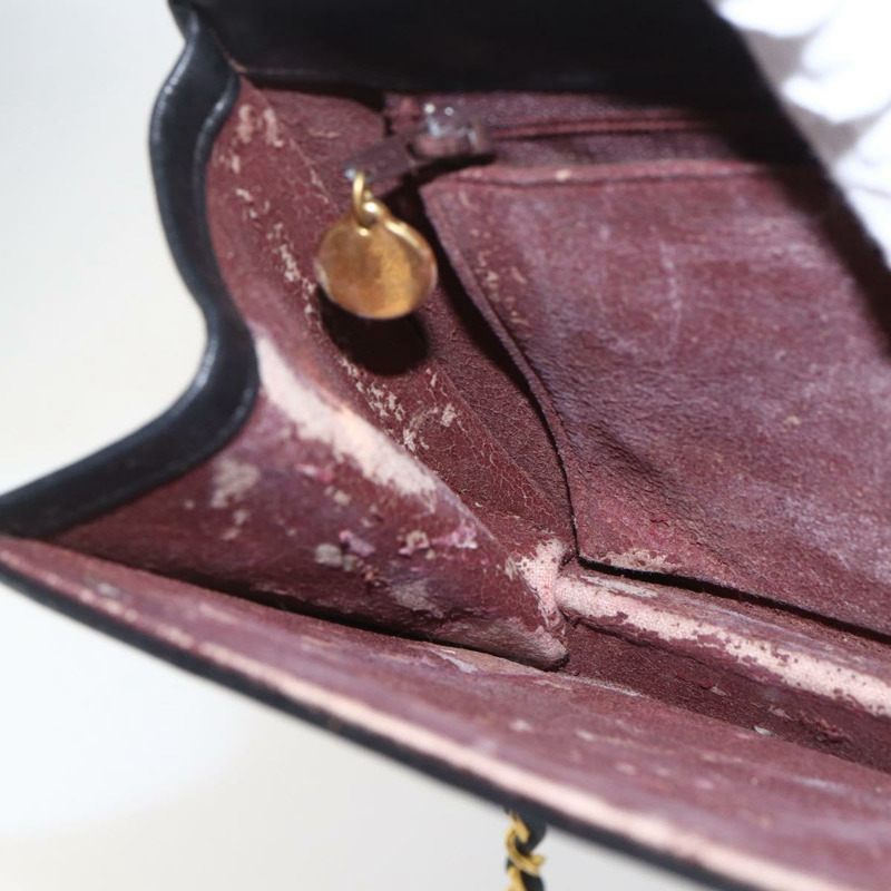 【日本直送】香奈兒 Matelasse 鏈條肩背包 羊皮 金色 黑色 CC 標誌 Auth 162543-19