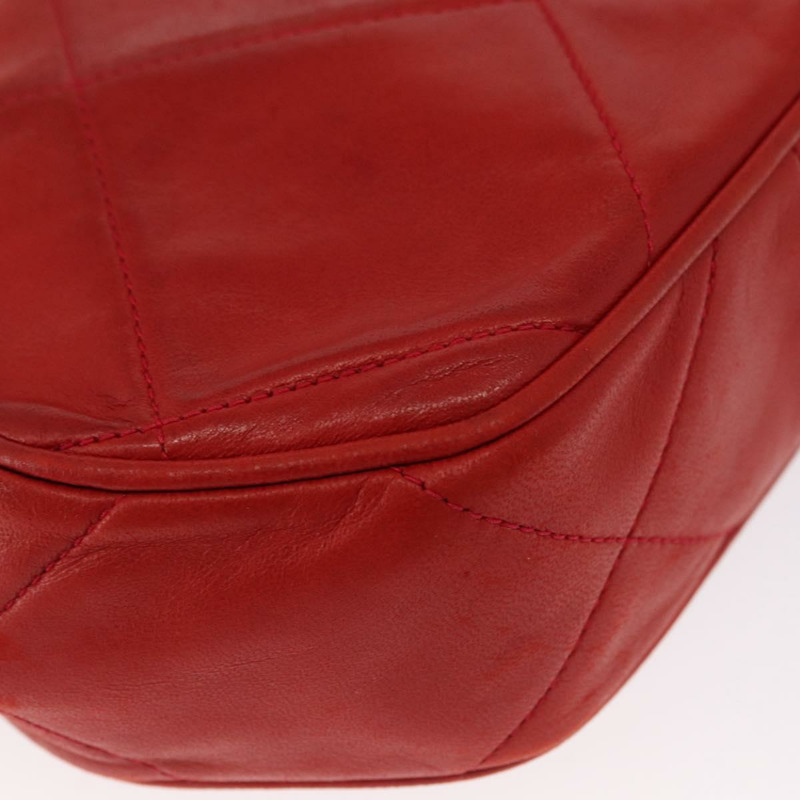 【日本直送】香奈兒 (CHANEL) 鏈條肩背包,羊皮材質,紅色,金色雙C標誌,正品編號 161493V-16