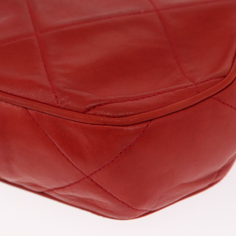 【日本直送】香奈兒 (CHANEL) 鏈條肩背包,羊皮材質,紅色,金色雙C標誌,正品編號 161493V-17