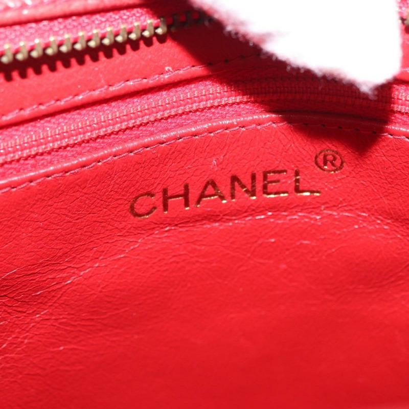 【日本直送】香奈兒 (CHANEL) 鏈條肩背包,羊皮材質,紅色,金色雙C標誌,正品編號 161493V-18