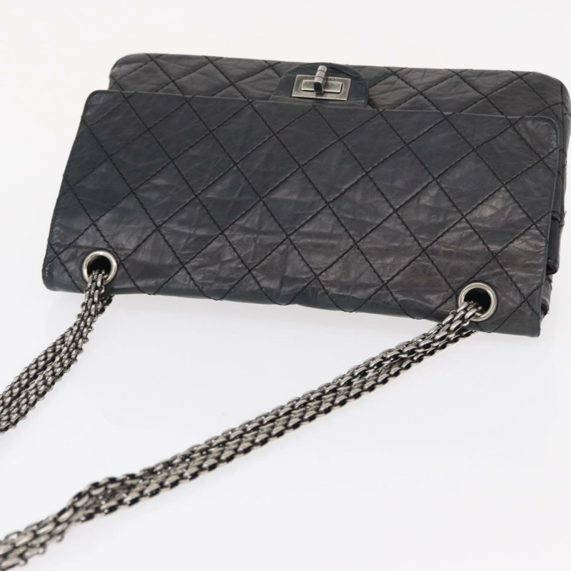 【日本直送】香奈兒鏈條雙蓋絎縫28/2.55包,黑色皮革,CC標誌,正品編號161671V-5