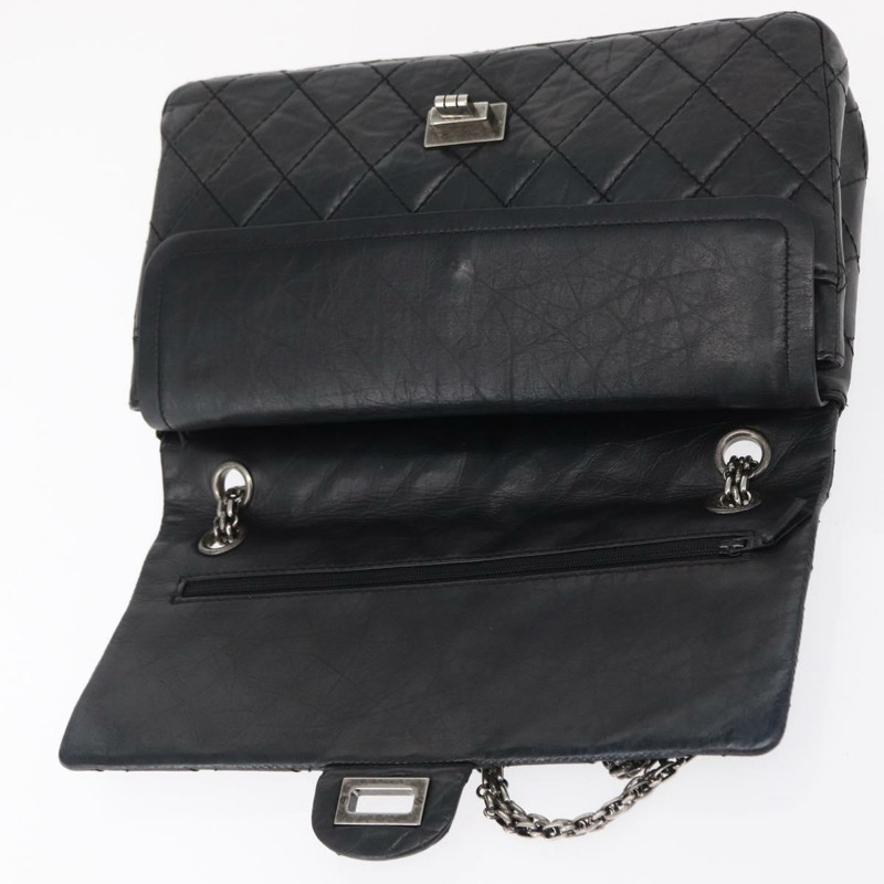 【日本直送】香奈兒鏈條雙蓋絎縫28/2.55包,黑色皮革,CC標誌,正品編號161671V-7