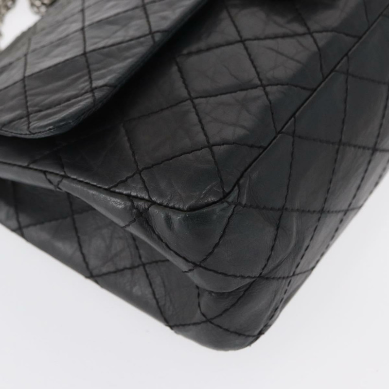 【日本直送】香奈兒鏈條雙蓋絎縫28/2.55包,黑色皮革,CC標誌,正品編號161671V-14