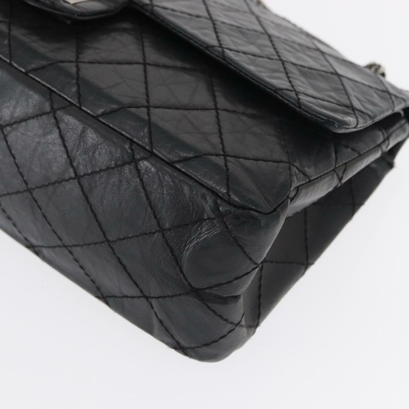 【日本直送】香奈兒鏈條雙蓋絎縫28/2.55包,黑色皮革,CC標誌,正品編號161671V-15