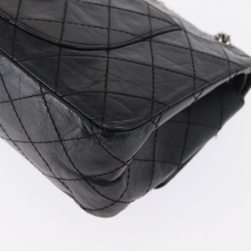 【日本直送】香奈兒鏈條雙蓋絎縫28/2.55包,黑色皮革,CC標誌,正品編號161671V-17