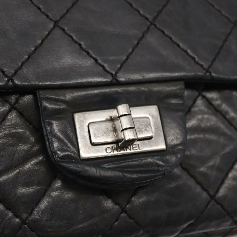 【日本直送】香奈兒鏈條雙蓋絎縫28/2.55包,黑色皮革,CC標誌,正品編號161671V-18