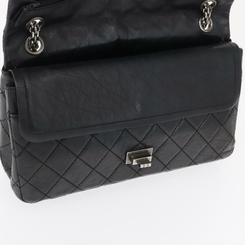 【日本直送】香奈兒鏈條雙蓋絎縫28/2.55包,黑色皮革,CC標誌,正品編號161671V-20