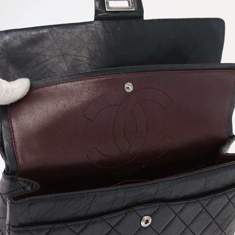 【日本直送】香奈兒鏈條雙蓋絎縫28/2.55包,黑色皮革,CC標誌,正品編號161671V-21