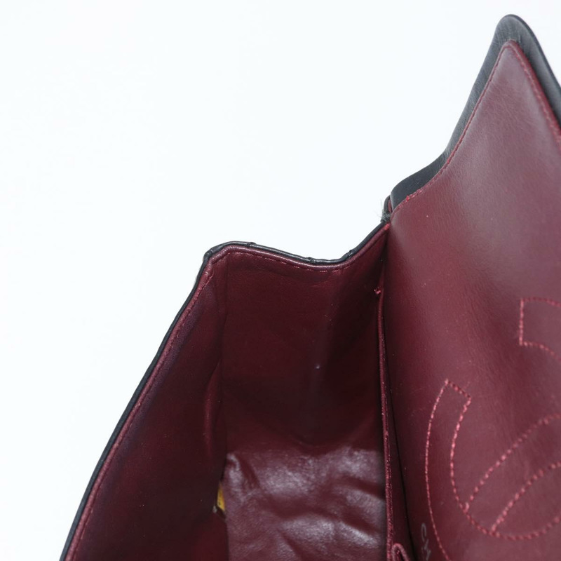 【日本直送】香奈兒鏈條雙蓋絎縫28/2.55包,黑色皮革,CC標誌,正品編號161671V-25