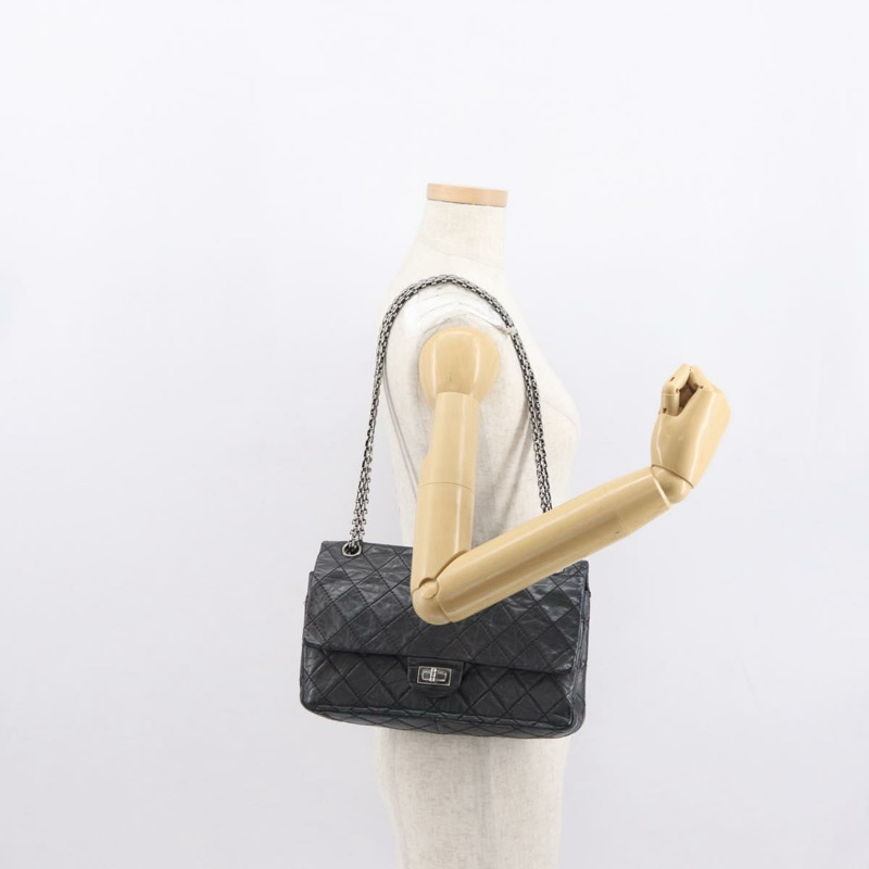 【日本直送】香奈兒鏈條雙蓋絎縫28/2.55包,黑色皮革,CC標誌,正品編號161671V-28