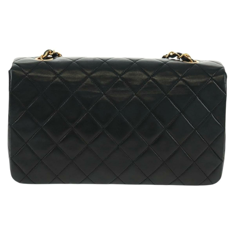 【日本直送】香奈兒 (CHANEL) 絎縫鏈條單肩包,羊皮材質,黑色,金色雙C標誌,貨號 157515SM-1