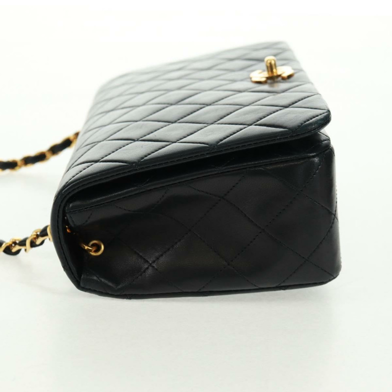 【日本直送】香奈兒 (CHANEL) 絎縫鏈條單肩包,羊皮材質,黑色,金色雙C標誌,貨號 157515SM-2