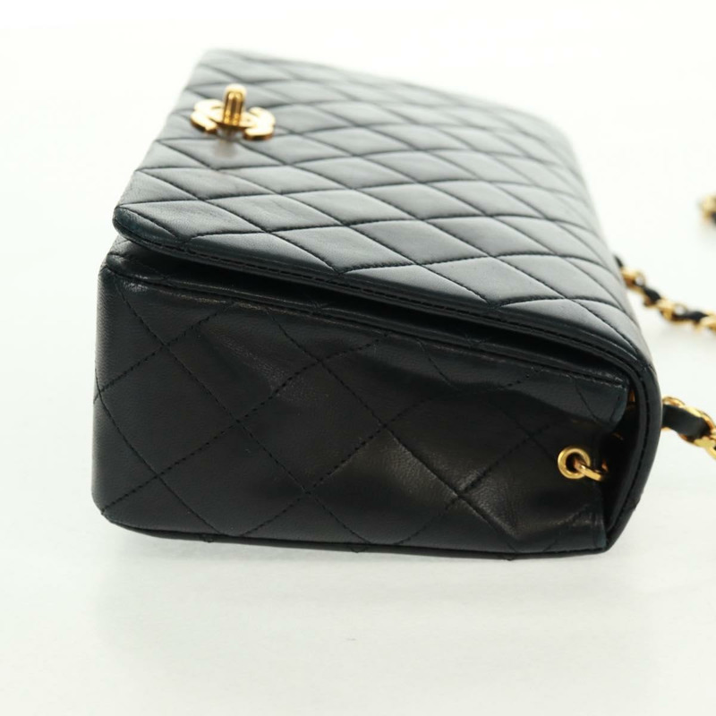 【日本直送】香奈兒 (CHANEL) 絎縫鏈條單肩包,羊皮材質,黑色,金色雙C標誌,貨號 157515SM-3